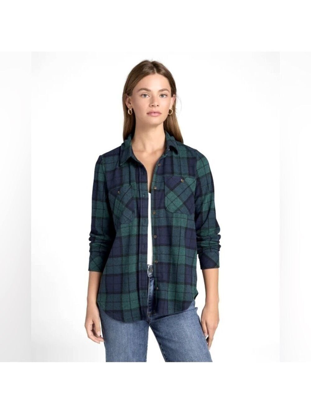 Thread & Supply Black Watch Tartan Thick Flannel Shirt. Size M